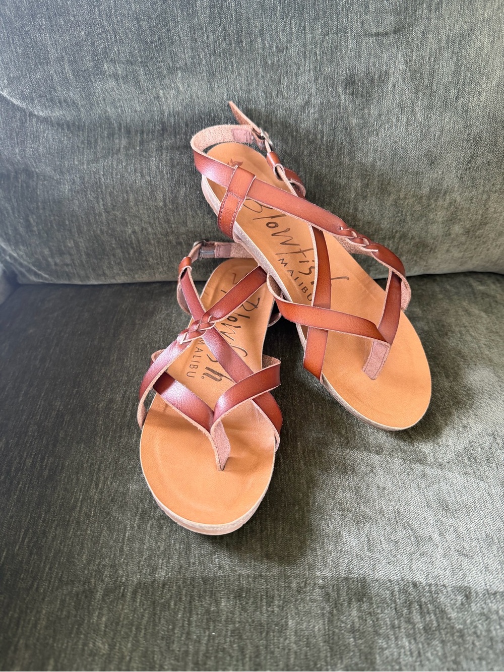Blowfish Tan Strappy Leather Sandals